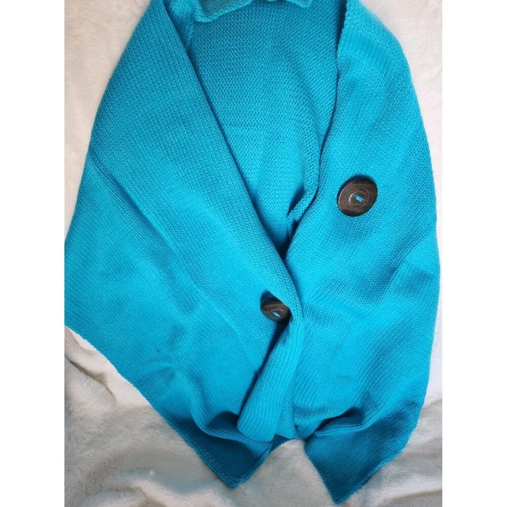 Simply Noelle Sassy Riverton Wrap- Multi Style Knit Poncho - Light Turquoise-NEW